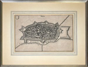 Duisburg [1647]. [Original-Kupferstich, gerahmt / signed original colored etching, framed].