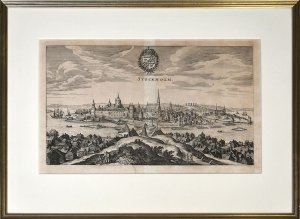 Stockholm. [1646]. [Original-Kupferstich, gerahmt / signed original colored etching, framed].