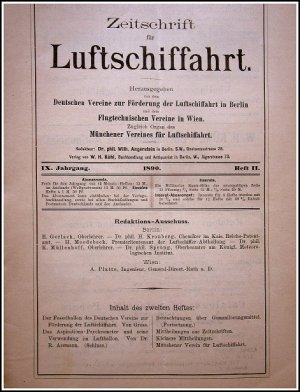 Zeitschrift für Luftschiffahrt. IX. Jahrgang 1890 (zehn Hefte)