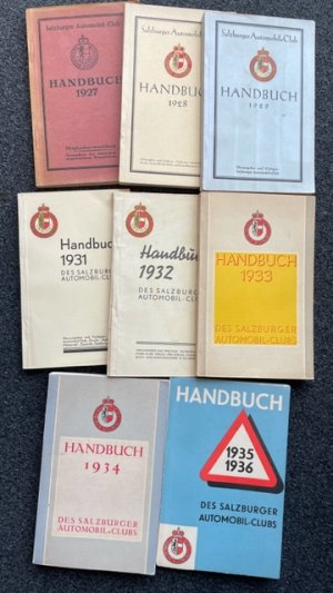 Handbuch des Salzburger Automobil-Clubs, Konvolut 8 Bände (1927, 1928, 1929, 1931, 1932, 1933, 1934, 1935/36)