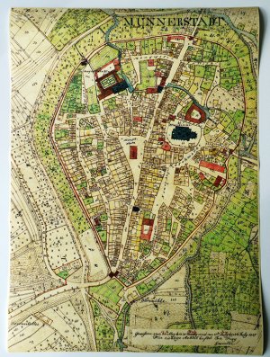 Münnerstadt – Stadtplan 1847. Uraufnahme, hochwertiger Druck vom Original, 50 x 70cm !