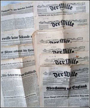 Zeitungskonvolut: "Der Wille. Nationalsozialistische Tageszeitung. Amtsblatt für den Kreis Balingen" (14 Exemplare und 10 Fragmente)