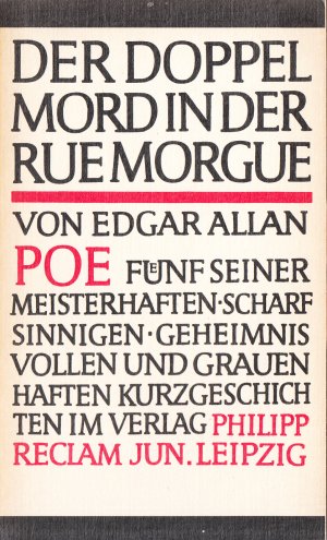 gebrauchtes Buch – EDGAR ALLAN POE – DER DOPPELMORD IN DERRUE MORGUE