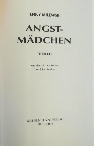 gebrauchtes Buch – Milewski, Jenny; Stadler – Angstmädchen