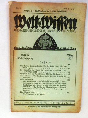 antiquarisches Buch – Verschiedene – Welt und Wissen 12 1927 Ärztliche Verschreibung von Kokain,Beethoven,Studenten