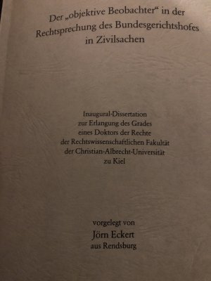 Der "objektive Beobachter" in der Rechtsprechung des Bundesgerichtshofes in Zivilsachen