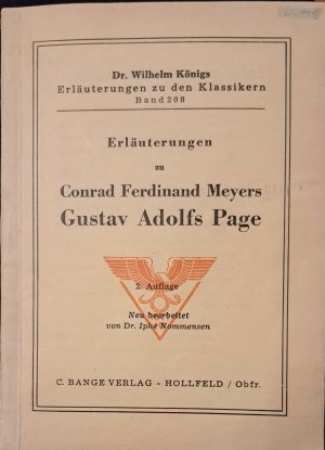 gebrauchtes Buch – Ipke Nommensen – Erläuterungen zu Conrad Ferdinand Meyers Gustav Adolfs Page