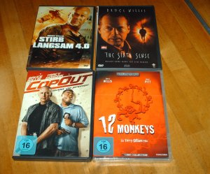 gebrauchter Film – Len Wiseman – The Sixth Sense, Stirb Langsam 4.0, 12 Monkeys (OVP), Cop Out - 4 DVD mit Bruce Willis