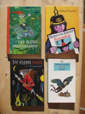 gebrauchtes Buch – Otfried Preußler – Vier Bücher: 1. Der kleine Wassermann [10. Auflage 1965] ; 2. Neues vom Räuber Hotzenplotz [17. Auflage] ; 3. Die kleine Hexe [ohne Jahr, nach 2007] ; 4. Krabat [15. Auflage]