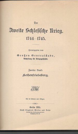 Der Zweite Schlesische Krieg Band 1+ 2 selten