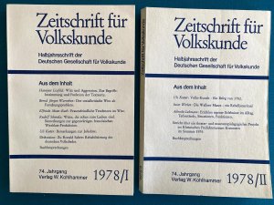 gebrauchtes Buch – Bausinger, Zender Hrsg – Zeitschrift für Volkskunde. Halbjahrsschrift der Deutschen Gesellschaft für Volkskunde. 74. Jahrgang. 1978 Heft 1 und 2