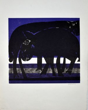 Tiefebene. [1964]. [Signierter Original-Farbholzschnitt / signed original woodcut].