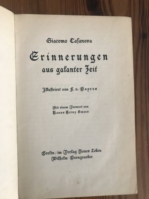 Erinnerungen aus galanter Zeit.