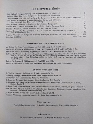 Niederrheinisches Jahrbuch IV. Beiträge zur niederrheinischen Burgenkunde, Mit zahlreichen Abbildungen im Text und 34 Bildtafeln