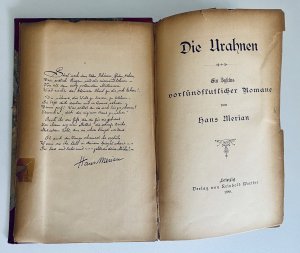 Die Urahnen. Ein Zyklus vorsündflutlicher Romane Signiert und Schriftzug mit Lebensweisheiten von Autor