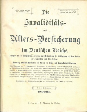 Die Invaliditäts- und Alters-Versicherung im Deutschen Reiche, 15 Jahrgänge der Zeitschrift zwischen 1890 und 1912