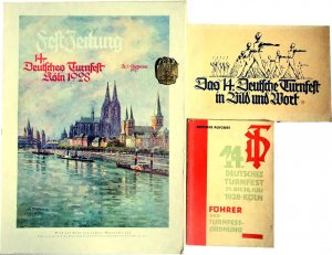 14. Deutsches Turnfest Köln 1928. 10 Festzeitschiften- 1 Führer und Turnfest-Ordnung- 1 Erinnerungsalbum- 1 Festabzeichen