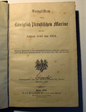 Ranglisten der Königlich Preußischen Marine aus den Jahren 1848 bis 1864