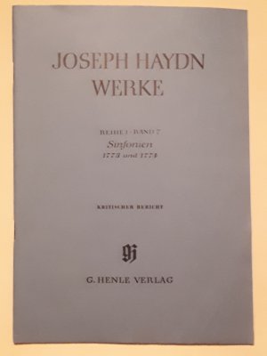 antiquarisches Buch – Wolfgang Stockmeier  – Joseph Haydn Werke:  Sinfonien 1773 - 1774