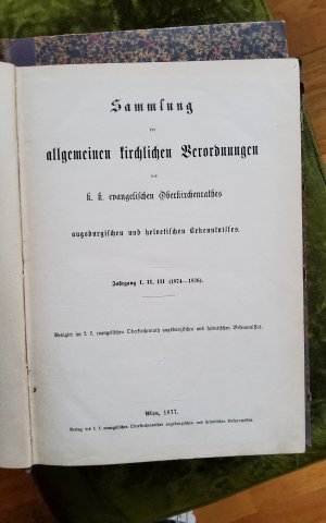 Sammlung der allgemeinen kirchlichen Verordnungen des k.k.evangelischen Oberkirchenrates