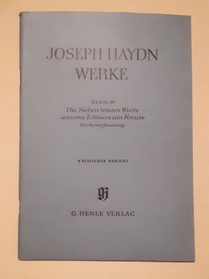 antiquarisches Buch – Hubert Unverricht  – Joseph Haydn Werke:  Die sieben letzten Worte unseres Erlösers am Kreuze