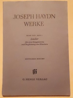 Joseph Haydn Werke:  Lieder für eine Singstimme mit Begleitung des Klaviers