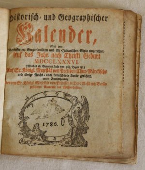 gebrauchtes Buch – Kalender 1786 Schreibkalender Preußen Historischer und Geographischer Kalender