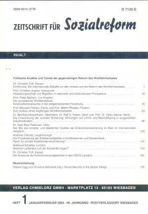 gebrauchtes Buch – Zeitschrift für Sozialreform, 49. Jg. 2003, Heft 1-6, kompletter Jahrgang