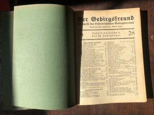 Der Gebirgsfreund. Zeitschrift des Oesterreichischen Gebirgsvereins 1928 mit Beilage 1929. Jahrgang 39. Gebunden in Einem.