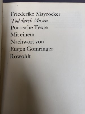 Tod durch Musen. Signierte Erstausgabe