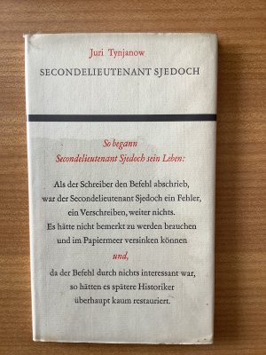 antiquarisches Buch – Juri Tynjanow – Secondelieutenant Sjedoch. Deutsch von Elisabeth Kottmeier. Nachwort von E.G. Kostetzky.