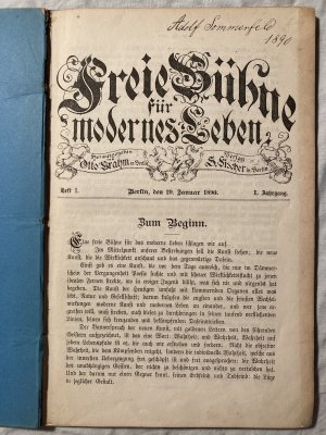 Das Friedensfest - Erstdruck 1890 in: FREIE BÜHNE 1. Jahrgang Heft 1 bis 3 - Rara