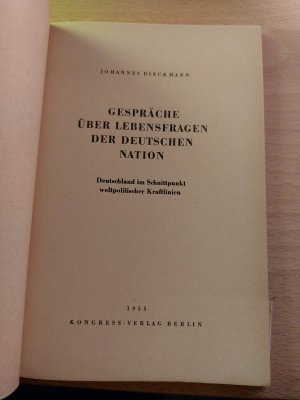 antiquarisches Buch – Johannes Dieckmann – Gespräche über Lebensfragen der Deutschen Nation