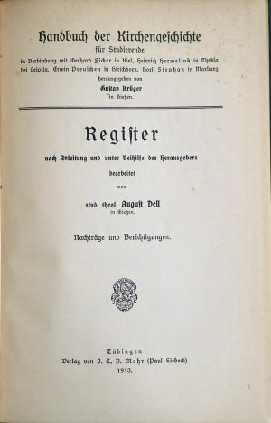 antiquarisches Buch – Gustav Krüger – Handbuch der Kirchengeschichte Register