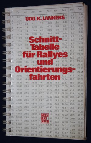 Schnitt-Tabelle für Rallyes und Orientierungsfahrten