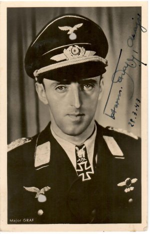 Jagdgeschwader 52-9.Staffel Karaya-Original Autograph von Hermann Graf 212 Luftsiege!!