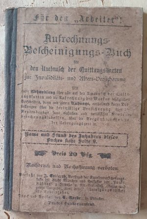 Aufrechnungs - Bescheinigungs - Buch für den Austausch der Quittungskarten zur Invaliditäts- und Alters-Versicherung.