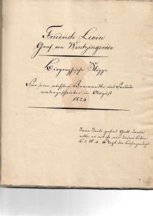 Biographische Skizzen für seine nächsten Verwandten? und Freunde niedergeschrieben im August 1824 . Handschriftlich!