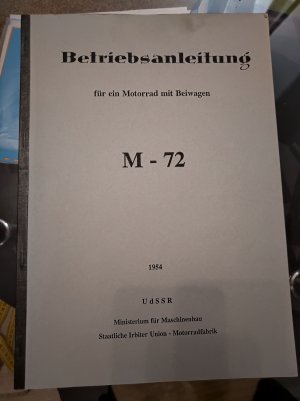 antiquarisches Buch – Staatliche Irbiter Union-Motorradfabrik – Betriebsanleitung für ein Motorrad mit Beiwagen M - 72.