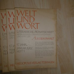 Welt und Wort Literarische Monatsschrift Jahrgang 1962Heft 1 bis 12 komplett