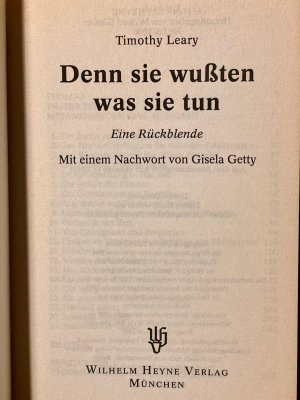 gebrauchtes Buch – Timothy Leary – Denn sie wussten was sie tun