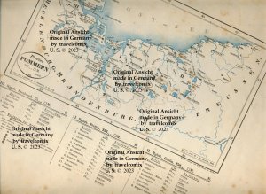 "Provinz Pommern 1844" 1,500.000 = 7,5 Meilen Bez. Stralsund, Stettin, Cöslin. Typo-Litho-Landkarte mit Liste der Kreise