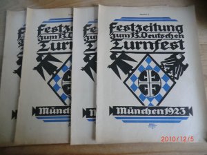 4 Hefte Festzeitung zum 13. Deutschen Turnfest München 1923. Hrsg. vom Presseausschuss für das Dt. Turnfest, Schriftleitung: Prof. Dr. Vogt