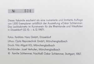 gebrauchtes Buch – Oskar Schlemmer – Oskar Schlemmer. Lack  (1941–1942) - Nummeriertes Faksimile Nr. 534  von 1500 -