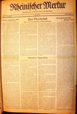 Rheinischer Merkur. Wochenzeitung für Politik, Kultur und Wirtschaft. 6. Jahrgang 1951, Nr. 1 - 52, Länderausgabe B.