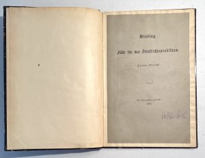 antiquarisches Buch – Karl Binding – Fälle für das Strafrechtspraktikum Fünfter Abdruck