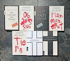 7 X Simon Beckett - Tiere + Flammenbrut + Kalte Asche + Obsession + Die Chemie des Todes + Leichenblässe + Totenfang