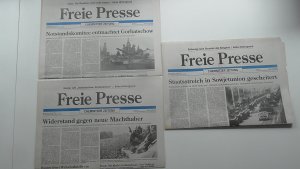 gebrauchtes Buch – Redaktion "Freie Presse" – 3 x Tageszeitung "Freie Presse" (Chemnitz) - Augustputsch Sowjetunion 1991 - Originalausgaben vom 20. + 21. + 22. August 1991