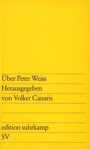 antiquarisches Buch – Canaris, Volker  – Über Peter Weiss.