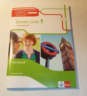 gebrauchtes Buch – Green Line 1. 2. Fremdsprache - Workbook mit Audios Klasse 6  keine Eintragungen, mit allen drei CDs, leichte Gebrauchsspuren